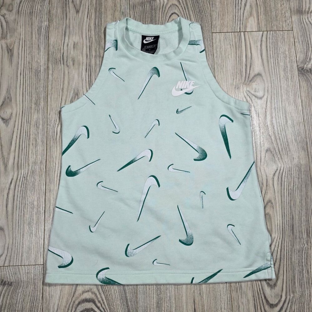 Nike Sportswear Swoshfetti French Terry Tank Top - Mint Green - Girls XL